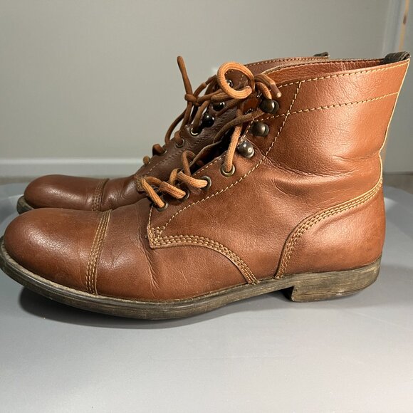 Will's Vegan Store Men's Vegan Leather Work Boots Chestnut/ Brown sz 9 - Picture 2 of 8